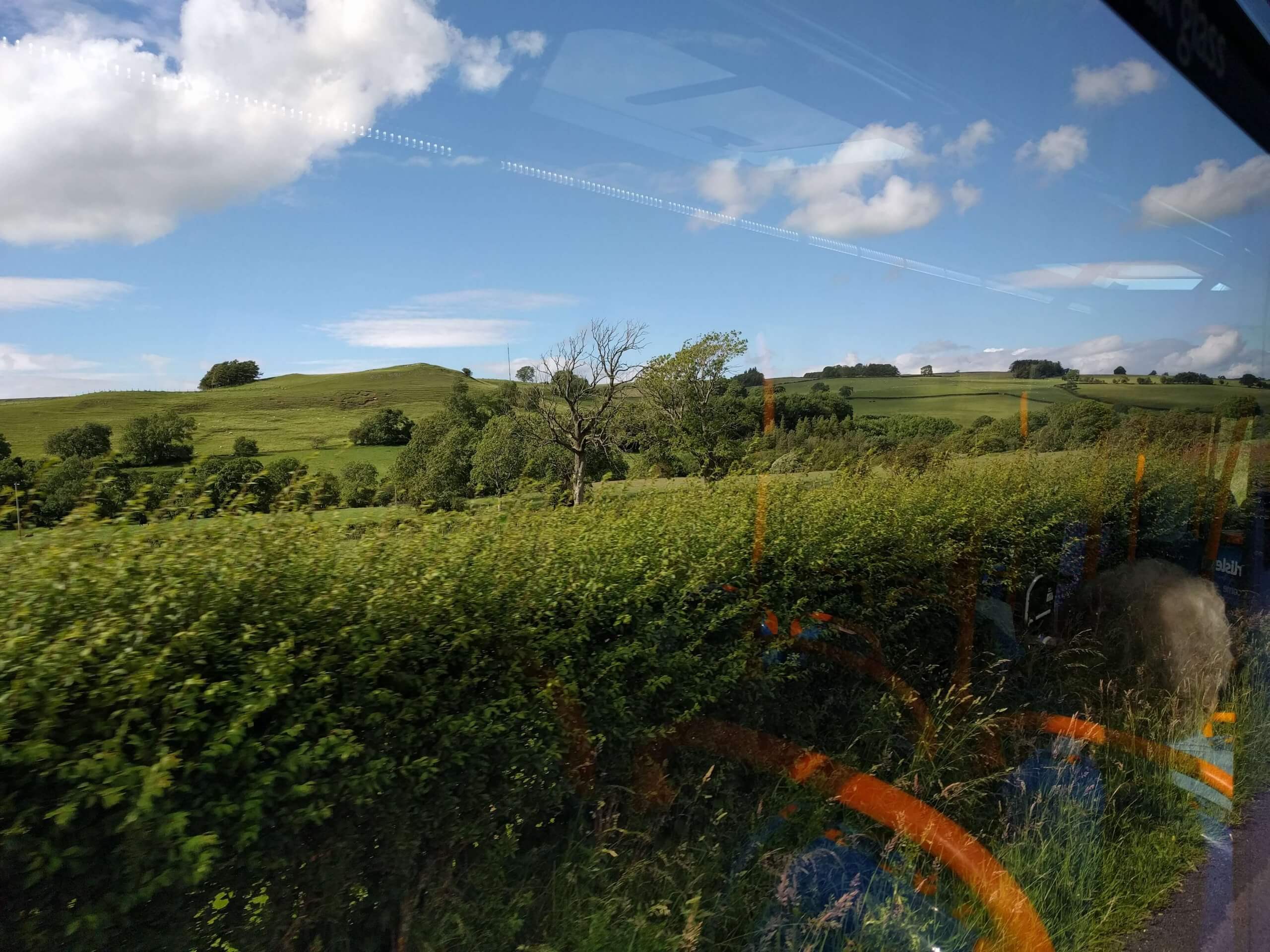 View from the Stagecoach 73 as you head out of Caldbeck towards Carlisle