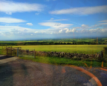 View from the Stagecoach 73 as you head out of Caldbeck towards Carlisle